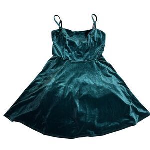 Altar'd State Green Velvet Sleeveless Babydoll Dress w/Bow Y2K Whimsigoth Size S